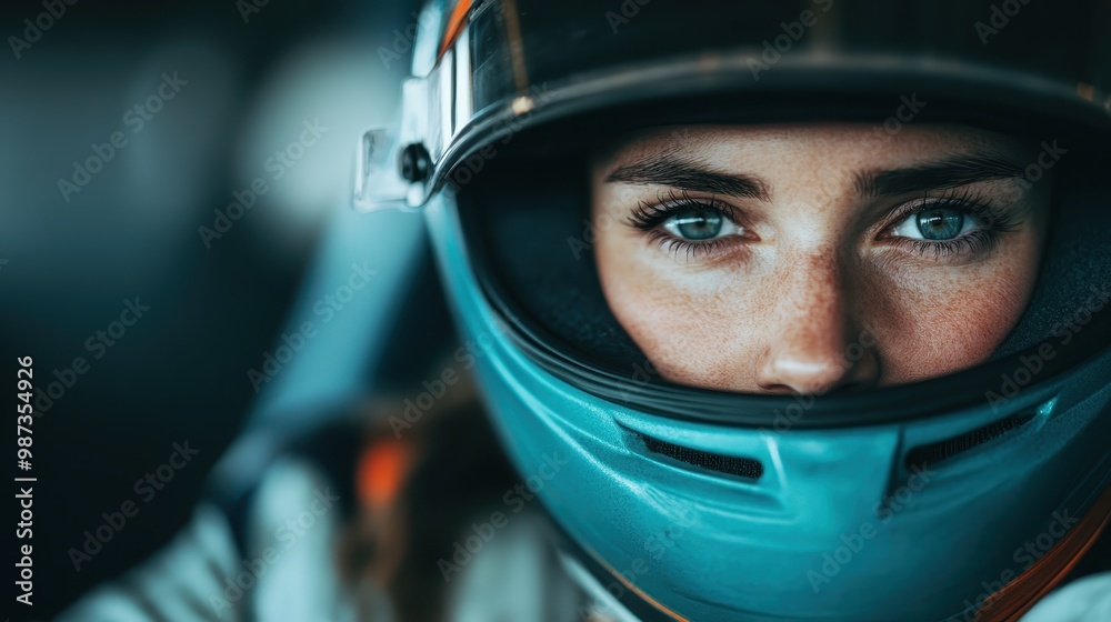 A close-up of a racing driver, eyes focused, wearing a helmet, symbolizes precision, speed, and determination in the high-adrenaline world of motorsports. A close-up of a racing driver, eyes focused, wearing a helmet, symbolizes precision, speed, and determination in the high-adrenaline world of motorsports.