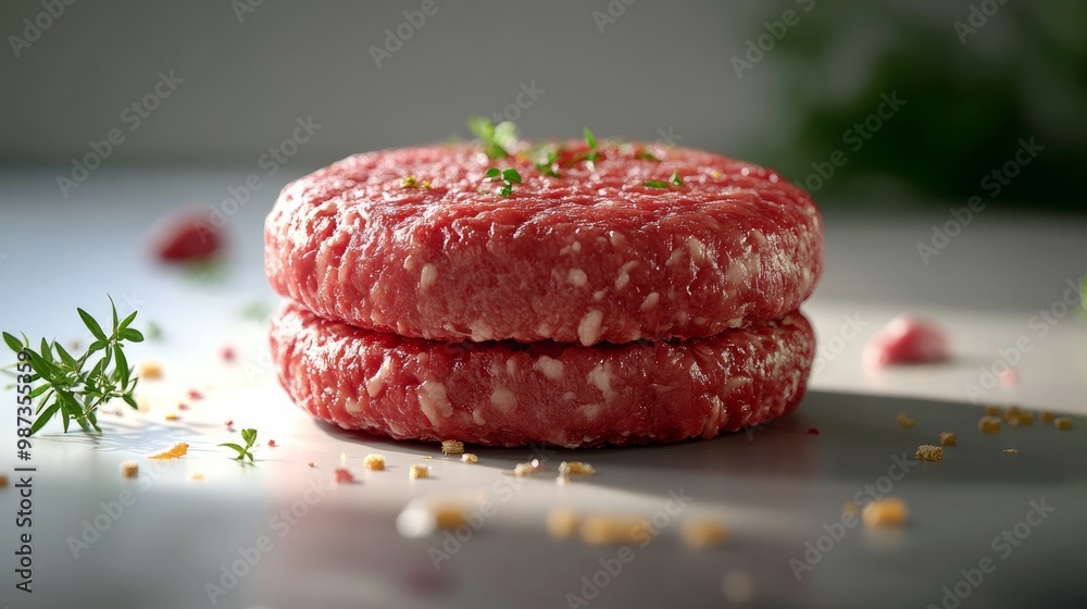 Idea of 3D printing meat for beef. Shape of a hamburger cutlet: Innovative methods for producing meat. 3D model Idea of 3D printing meat for beef. Shape of a hamburger cutlet: Innovative methods for producing meat. 3D model