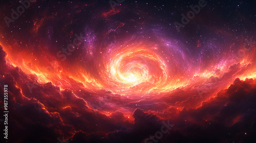 A mesmerizing galaxy swirling with vibrant colors, showcasing the beauty of the cosmos in a cosmic dance of stars and nebulae.