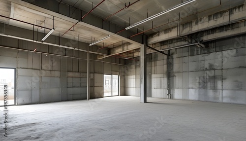 Vacant Industrial Space for Office or Warehouse - Ideal for Interior Design and Real Estate Projects