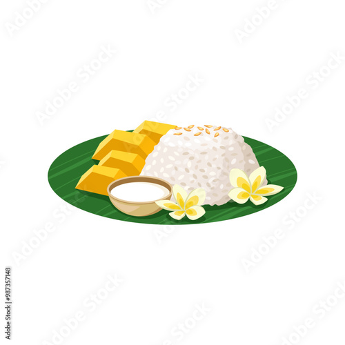 Vector illustration of mango sticky rice