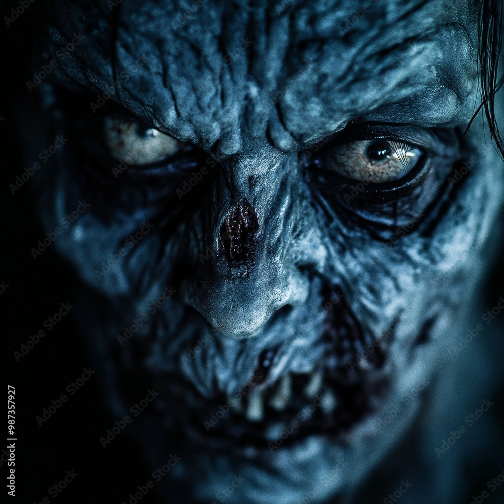 Intense close-up of a zombie face Intense close-up of a zombie face