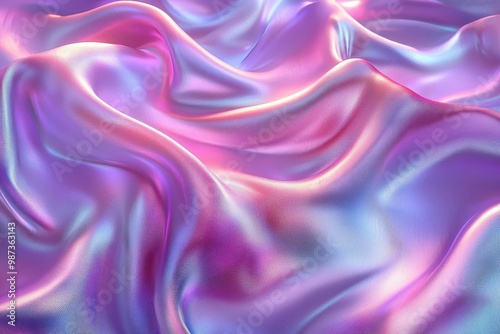 Abstract Iridescent Fabric with Purple and Blue Waves: Futuristic Aesthetic