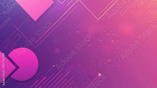 Abstract composition featuring pink and purple geometric shapes