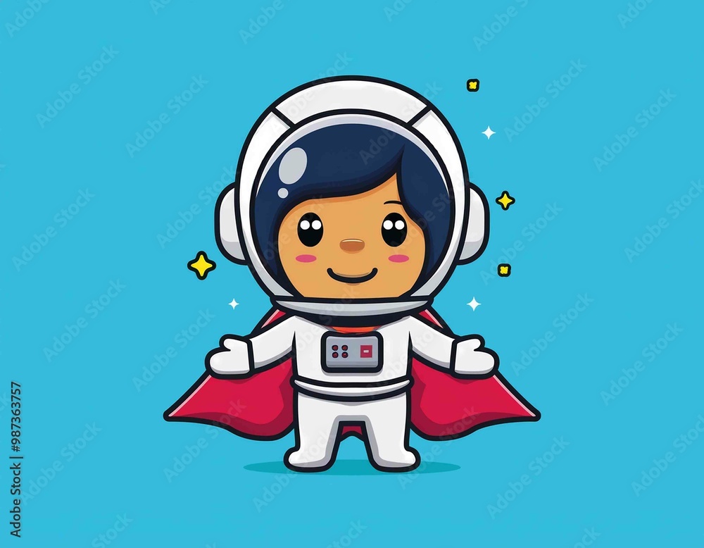 Cute Astronaut Super Hero Cartoon Vector Cute Astronaut Super Hero Cartoon Vector
