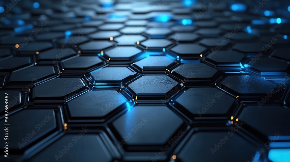 futuristic metallic background with interconnected hexagonal patterns cool blue light emanates from the joints creating a hightech scifi atmosphere futuristic metallic background with interconnected hexagonal patterns cool blue light emanates from the joints creating a hightech scifi atmosphere