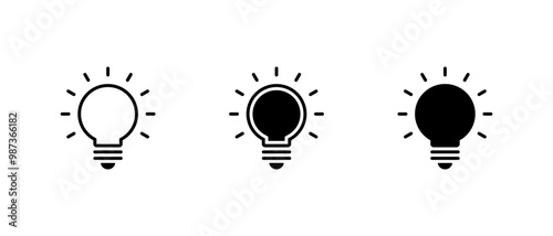 Light bulb icon set in generic style. Lamp sign symbol