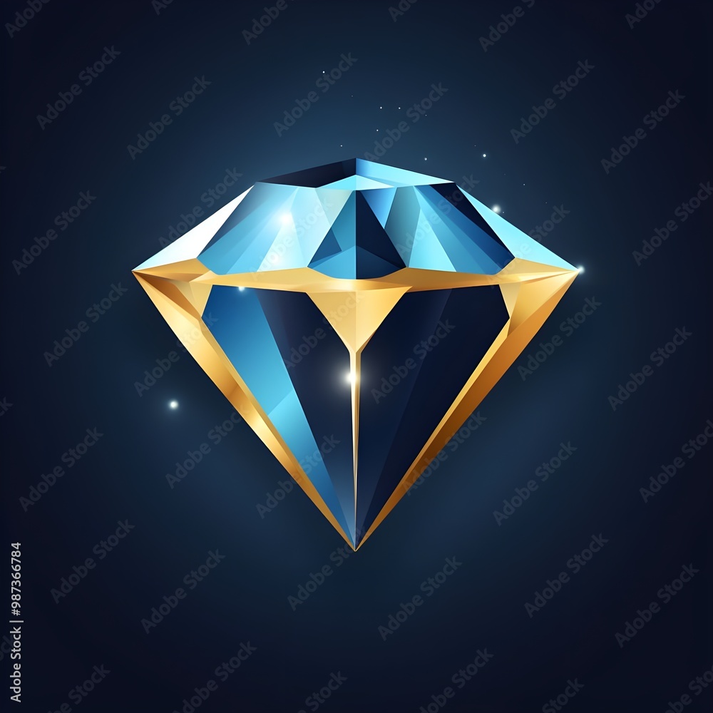 Fototapeta premium BLUE AND GOLD DIAMOND LOGO