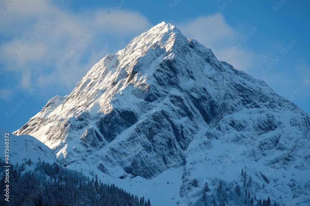 Obraz premium Mountain peak in snow, Zakopane, Poland, ai