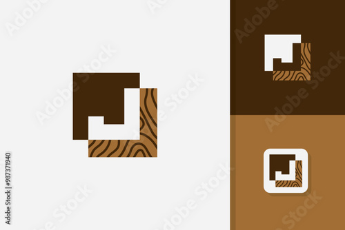 Wood logo with letter J shape illustration vector design template