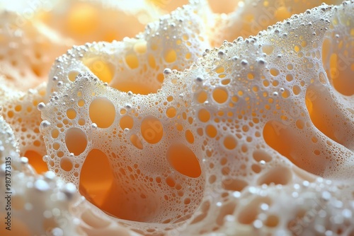 Close-up of Creamy, Textured Foam with Warm, Soft Colors photo