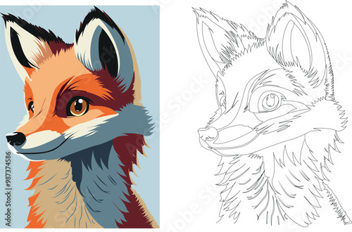 Vector fox drawing