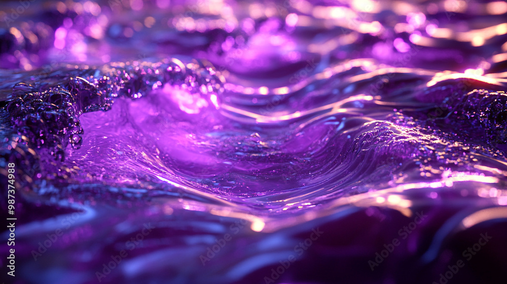 Captivating purple liquid surface with intriguing waves and reflections, creating a mesmerizing visual experience for creative projects. Captivating purple liquid surface with intriguing waves and reflections, creating a mesmerizing visual experience for creative projects.