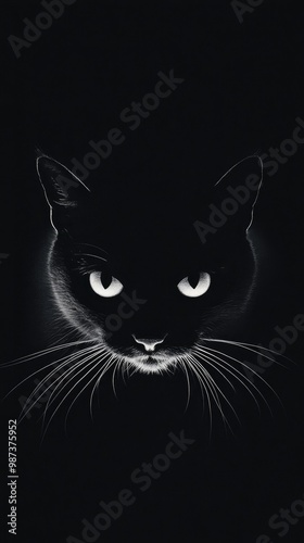 photorealistic film look iphone wallpaper cat ebony center