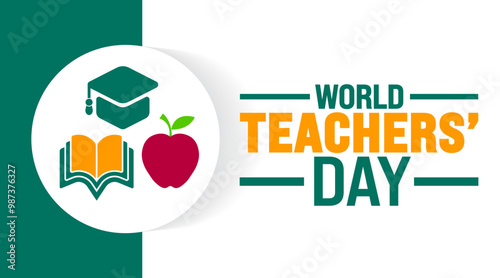 World Teachers Day background or banner design template is observed every year in October. Holiday concept. Template for card, poster, placard, template. eps 10
