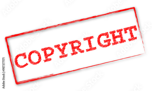 Timbre rouge avec le mot "Copyright"