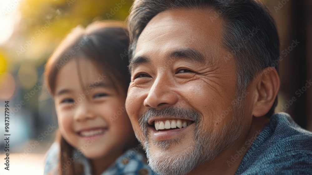 Close-up of an Asian man smiling while spending quality time with family, creating cherished memories together. Close-up of an Asian man smiling while spending quality time with family, creating cherished memories together.
