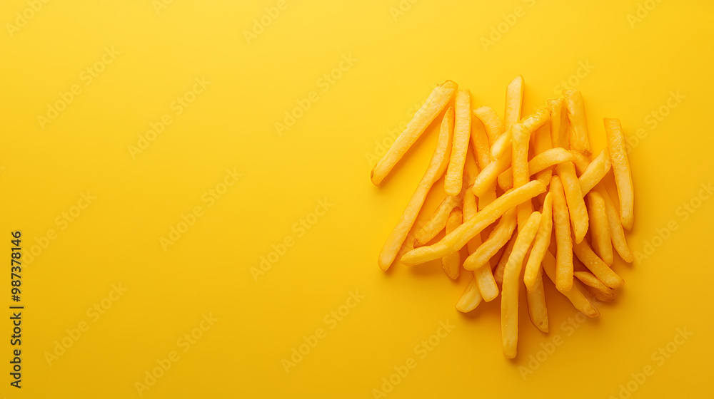 Crispy french fries on golden background Crispy french fries on golden background