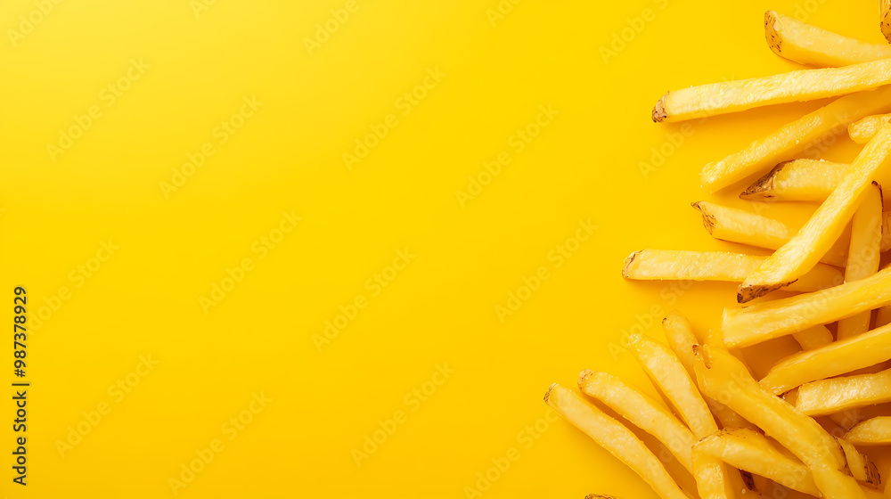 Crispy french fries on golden background Crispy french fries on golden background