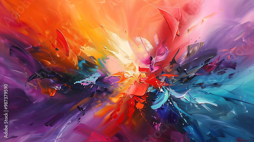 Vibrant wave patterns creating an energetic abstract scene