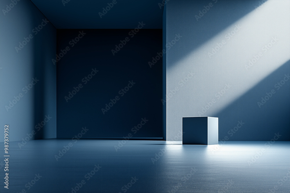 Minimalist cube illuminated by soft natural light