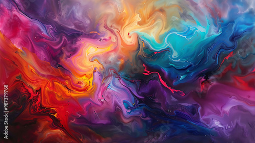 Colorful waves forming a dynamic abstract background