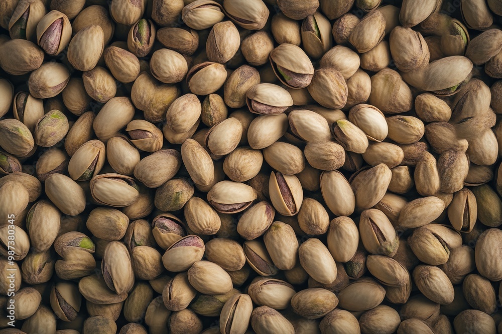 Pistachio Nuts Texture, Close-Up View Pistachio Nuts Texture, Close-Up View