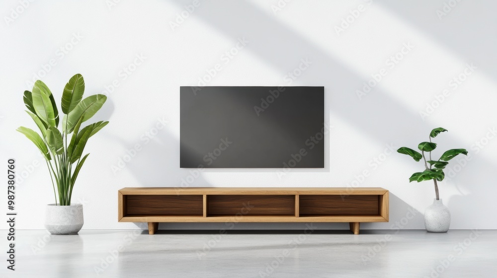 Modern Living Room with Minimalist Furniture and Plants Modern Living Room with Minimalist Furniture and Plants