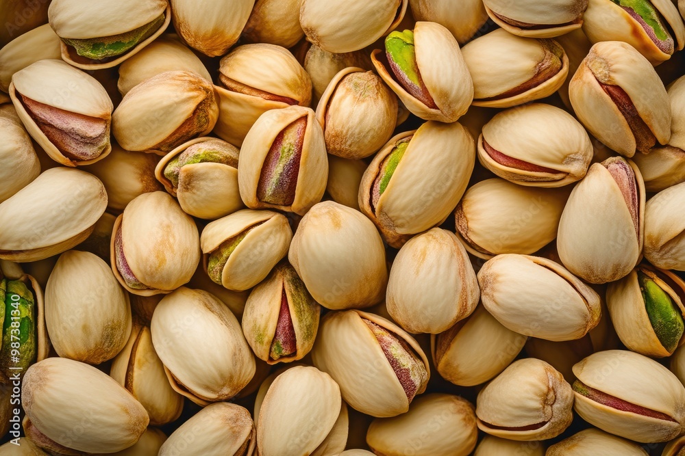Organic Pistachios Pile with Textured Shells Organic Pistachios Pile with Textured Shells