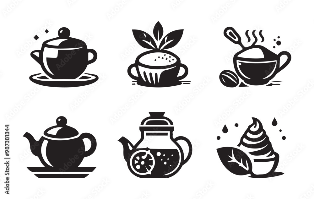 Tea icon set. Tea cup, teapot, teacup, cup of tea. Vector illustration Tea icon set. Tea cup, teapot, teacup, cup of tea. Vector illustration