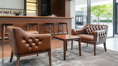 Elegant Brown Chairs in Modern Lounge Area