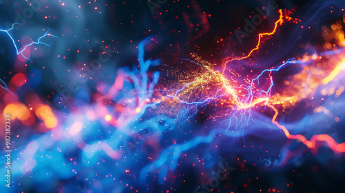 Dynamic, vibrant bolt of electricity surging with energy