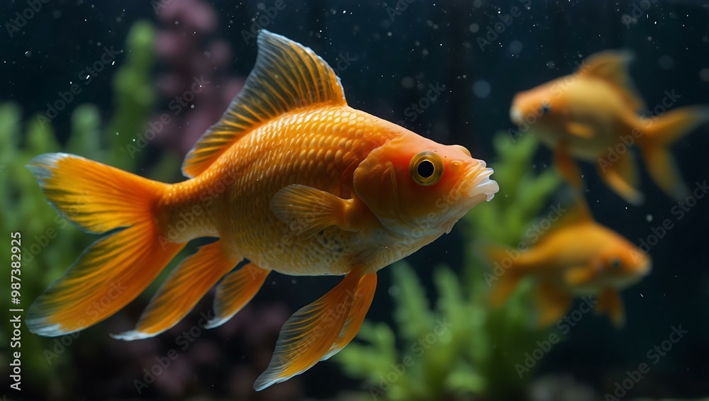 Goldfish swimming in an aquarium.