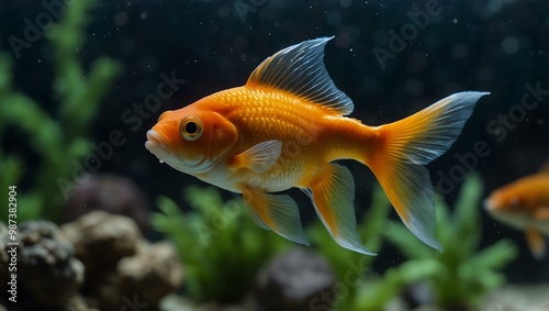 Goldfish swimming in an aquarium.