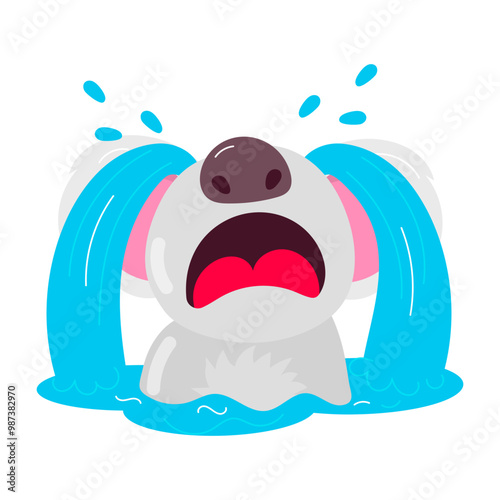 Cute koala weeping flat style sticker 

