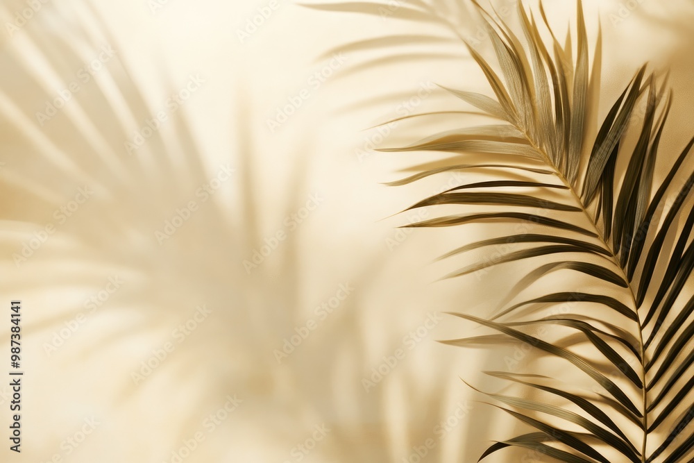 Soft Beige Background with Gentle Palm Shadows Soft Beige Background with Gentle Palm Shadows