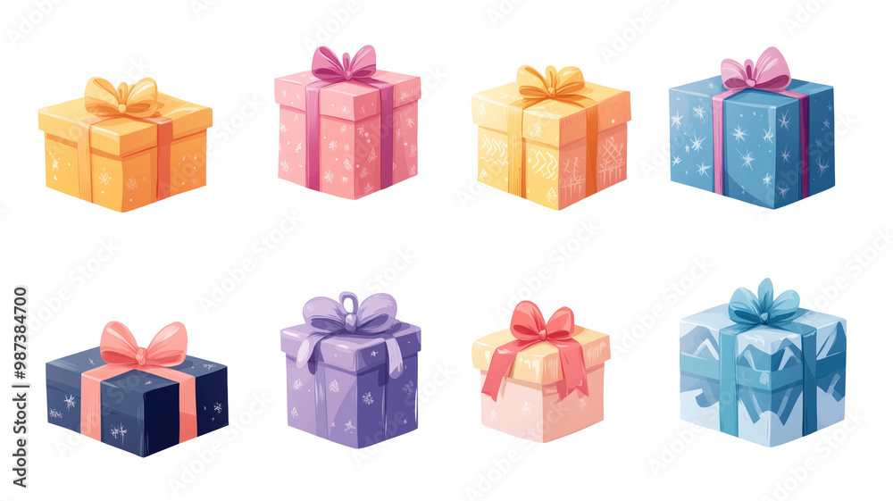 set of A stack of colorful wrapped gift boxes isolated on transparent background, illustration. Design element for Christmas card, Christmas greeting card, anniversary card. Invitation card. set of A stack of colorful wrapped gift boxes isolated on transparent background, illustration. Design element for Christmas card, Christmas greeting card, anniversary card. Invitation card.