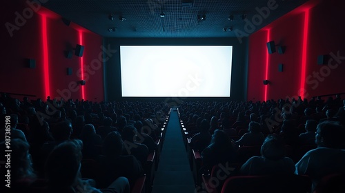 Wallpaper Mural Movie theater interior with empty red seats facing a large screen Torontodigital.ca