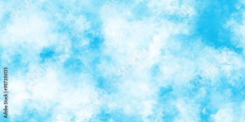 blue watercolor painting textured cloudy blue sky background, Natural Blue sky watercolor background texture for cover design, Grunge abstract cloudy blue smog texture art design.