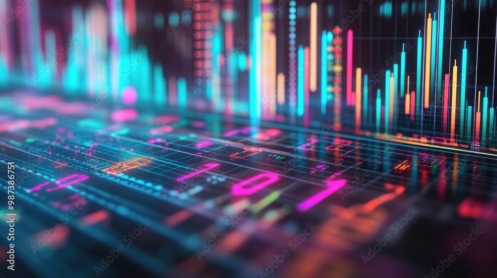 A close-up of a digital display showing a colorful financial graph with upward trends, surrounded by banking symbols, capturing the essence of market analysis. A close-up of a digital display showing a colorful financial graph with upward trends, surrounded by banking symbols, capturing the essence of market analysis.