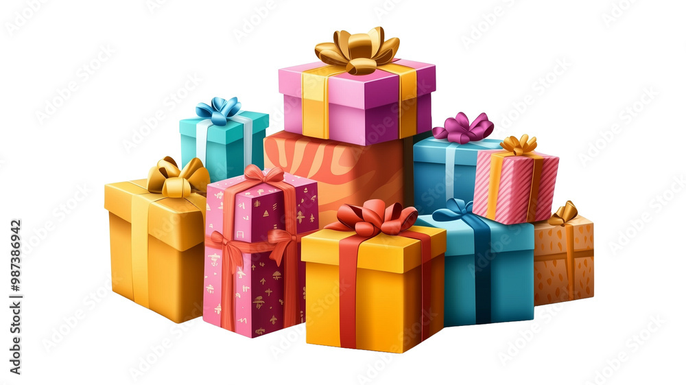 set of A stack of colorful wrapped gift boxes isolated on transparent background, illustration. Design element for Christmas card, Christmas greeting card, anniversary card. Invitation card. set of A stack of colorful wrapped gift boxes isolated on transparent background, illustration. Design element for Christmas card, Christmas greeting card, anniversary card. Invitation card.