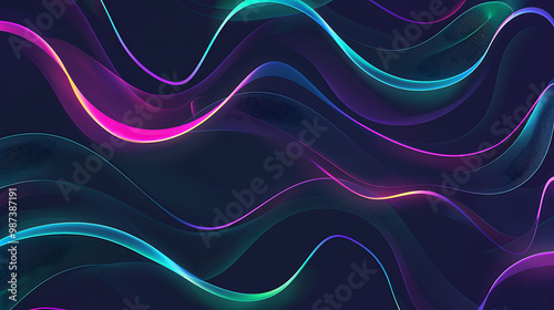 Flowing abstract waves in blue, green, and purple