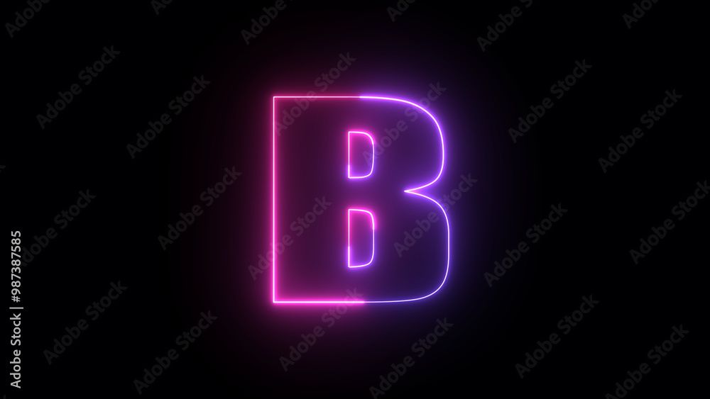 Animated neon english letter B. Two-color trendy glowing loop neon alphabet letter B. Educational concept with neon letter with black background. Animated neon english letter B. Two-color trendy glowing loop neon alphabet letter B. Educational concept with neon letter with black background.