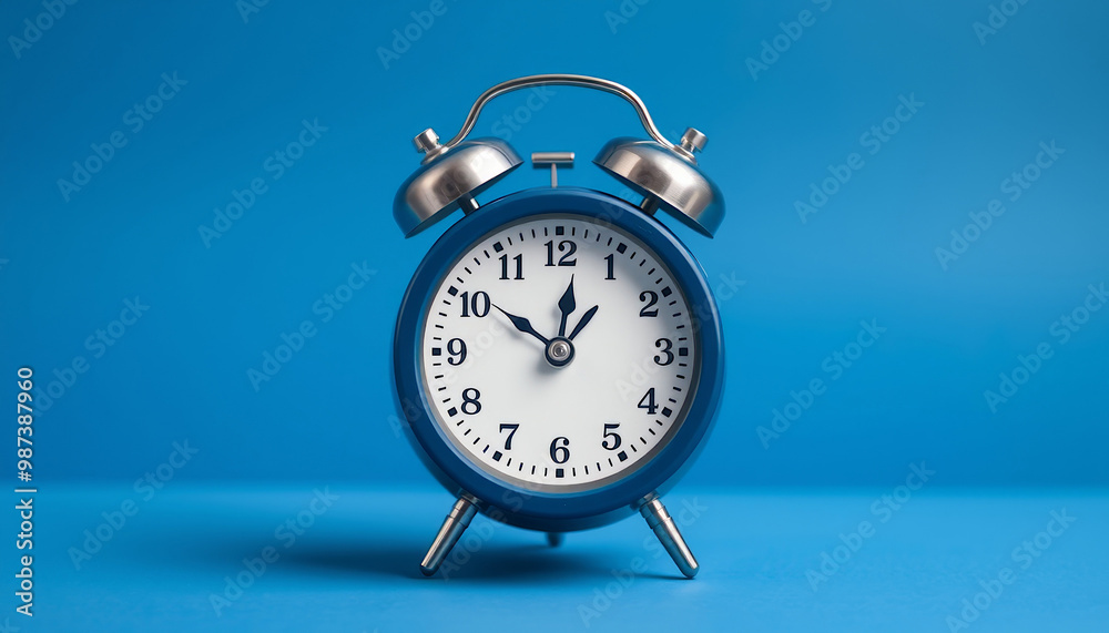 image of an alarm clock on a blue background image of an alarm clock on a blue background