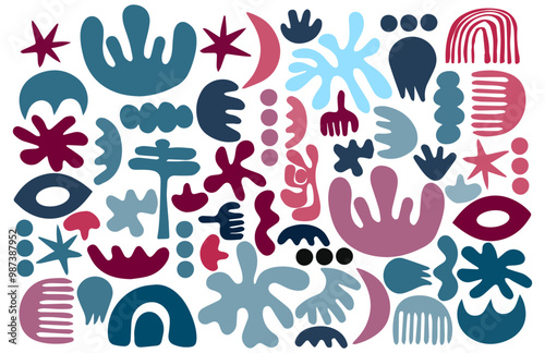 Hand-drawn, abstract pattern of organic shapes. Vector illustration with a colorful background.