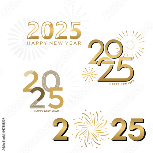 2025gold set design template element vector with creative concept	 photo