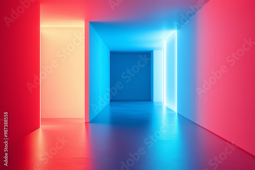 Colorful geometric tunnel with gradient lighting