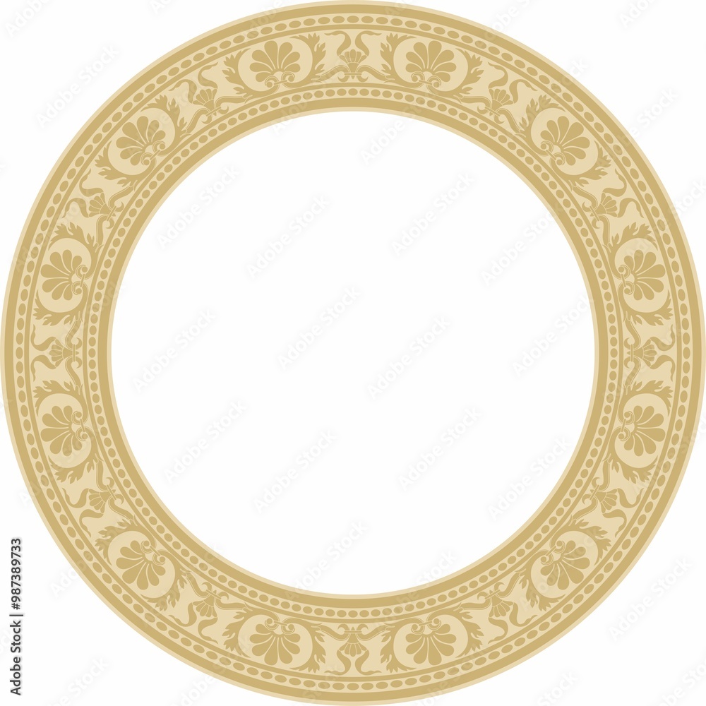 Vector gold round classic renaissance ornament. Circle, ring european border, revival style frame Vector gold round classic renaissance ornament. Circle, ring european border, revival style frame