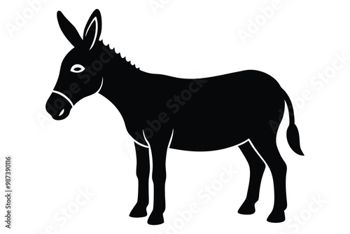 Black and white Donkey logo animal illustration