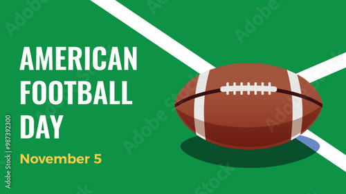 American football day background. Simple flat style vector illustration. Green football field banner. Design concept for a flyer or poster. Sports theme. Competition championship concept
